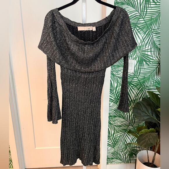 KEEPSAKE The Label Metallic Off the Shoulder Knit Midi Dress Size Small - Picture 2 of 8